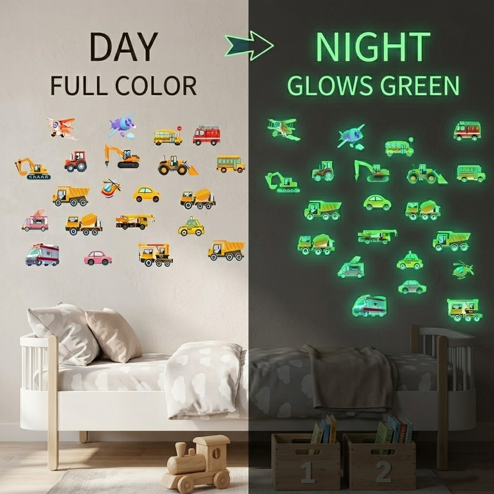 Lighting Mcqueen Bedroom Decor - Светящиеся наклейки на стену для автомобиля,
