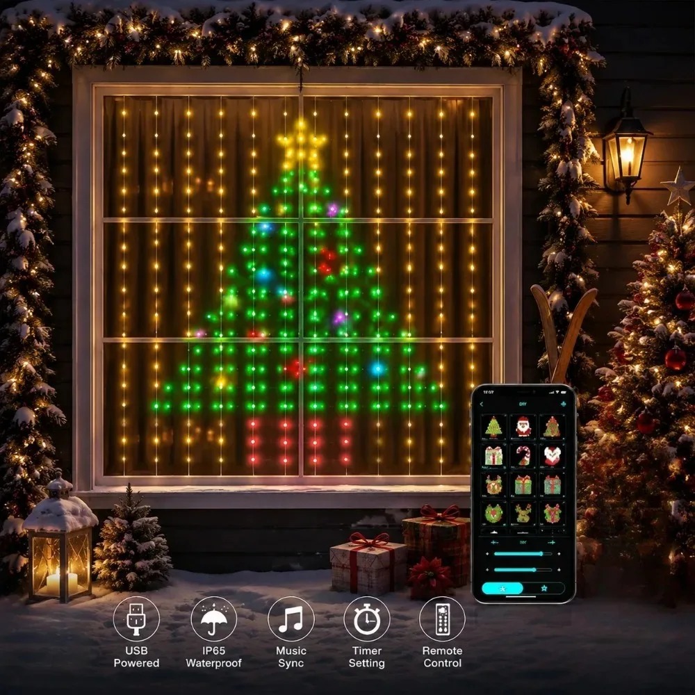 Рождественская гирлянда-штора  – обзор и цена Lighting Christmas Decor